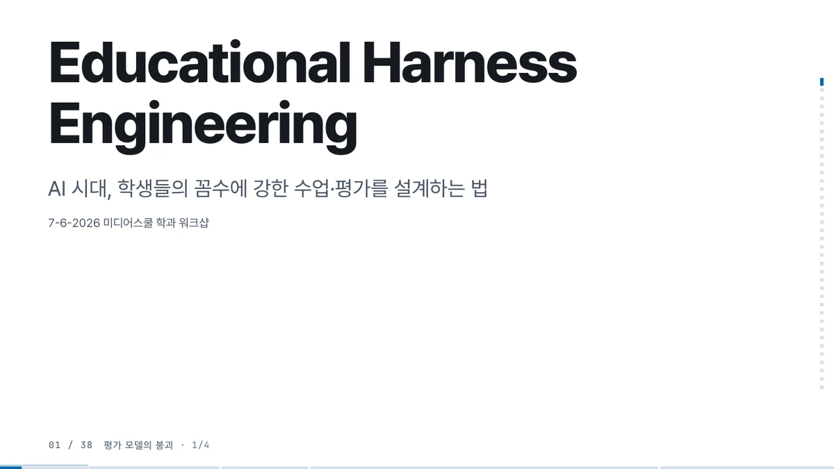 Educational Harness Engineering — 7월 6일 미디어스쿨 교수 워크샵 발표의 리메이크 표지